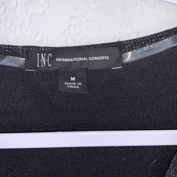 INC International Concepts Black and Silver Long Sleeve V Neck Tunic sz Medium - Picture 8 of 11